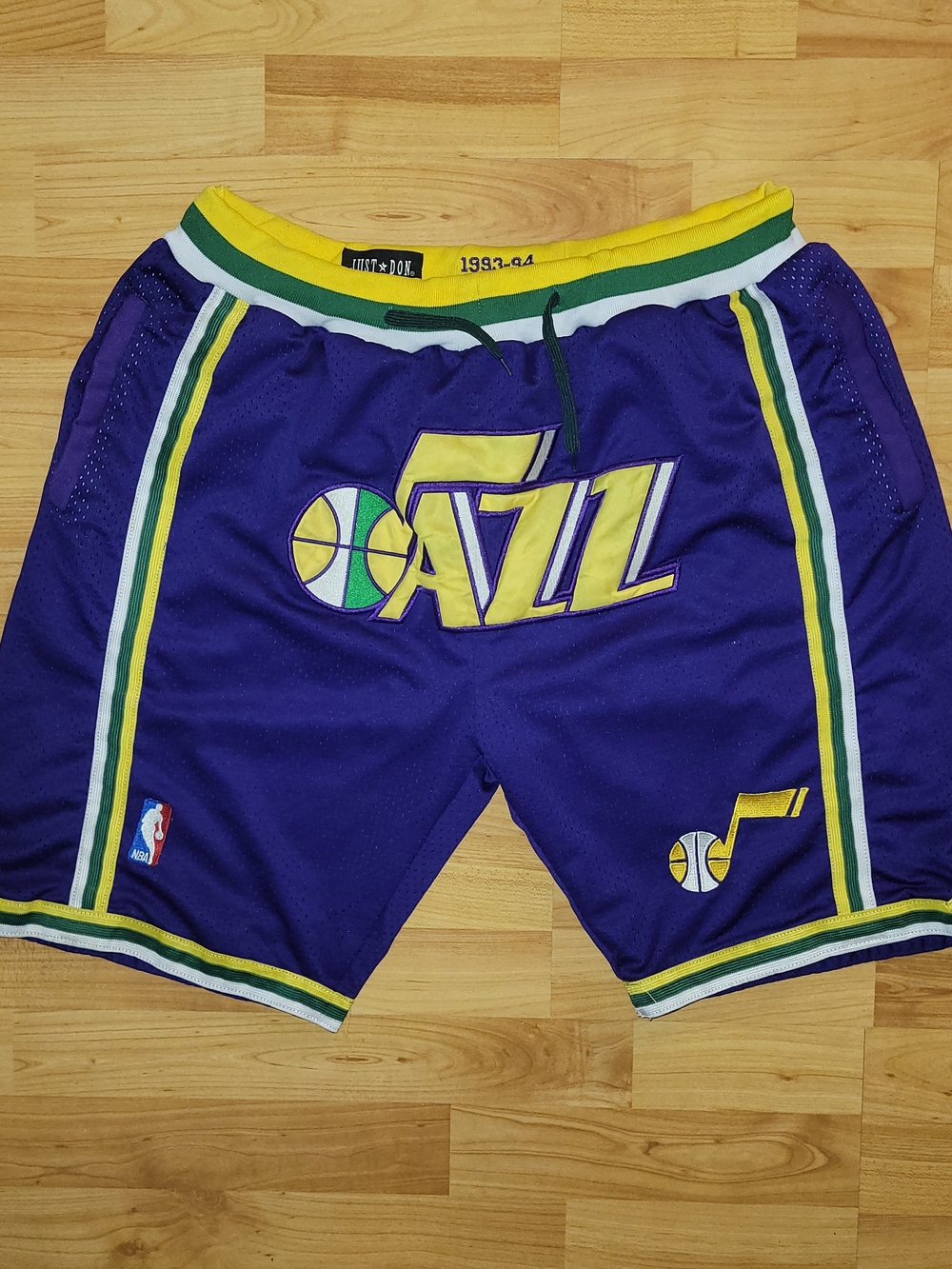 Vintage Just Don Utah Jazz 1993-1994 NBA Purple Basketball Shorts Size Large /XL